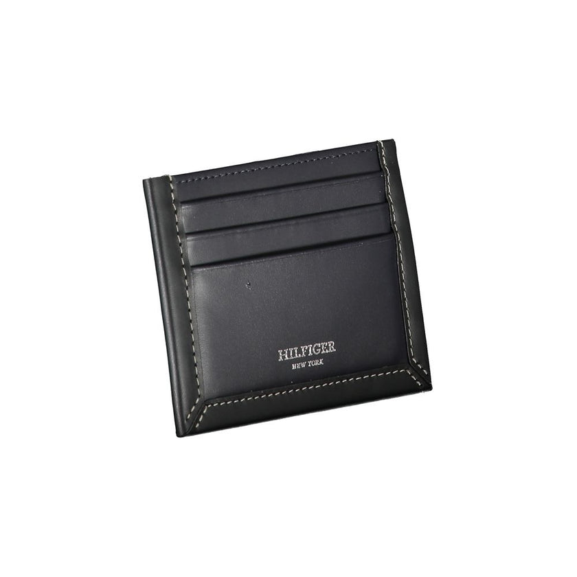 Tommy Hilfiger Sleek Blue Leather Card Holder with Contrast Detail Tommy Hilfiger