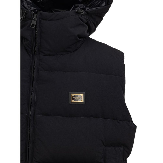Dolce & Gabbana Black Polyester Sleveless Jacket Dolce & Gabbana