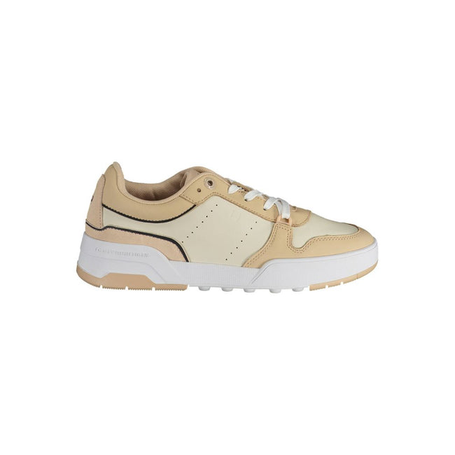 Tommy Hilfiger Beige Leather Women Sneaker Tommy Hilfiger
