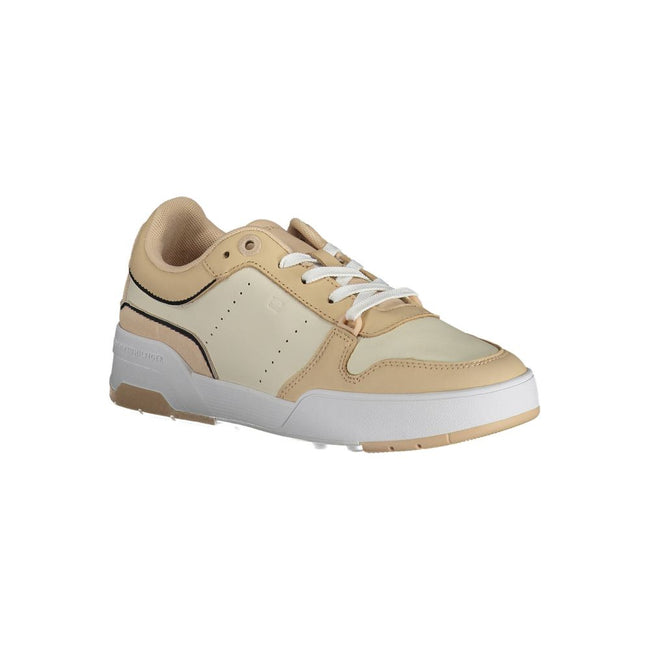 Tommy Hilfiger Beige Leather Women Sneaker Tommy Hilfiger