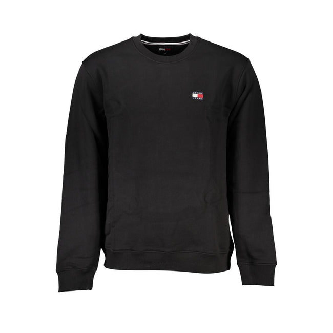 Tommy Hilfiger Sleek Black Cotton Crew Neck Sweatshirt Tommy Hilfiger