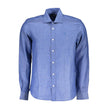 North Sails Blue Linen Men Shirt North Sails