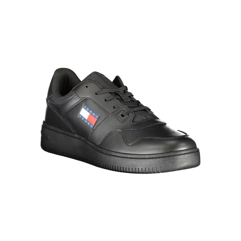 Tommy Hilfiger Black Leather Men Sneaker Tommy Hilfiger
