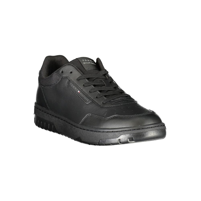 Tommy Hilfiger Black Leather Men Sneaker Tommy Hilfiger