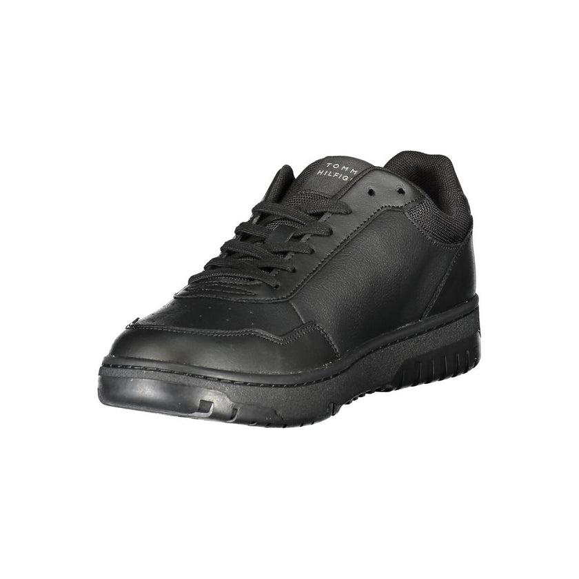 Tommy Hilfiger Black Leather Men Sneaker Tommy Hilfiger