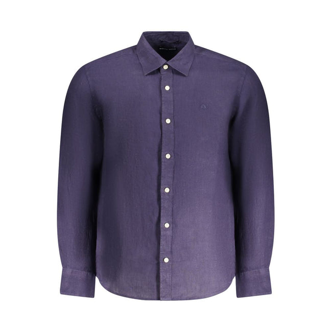 North Sails Blue Linen Men Shirt North Sails