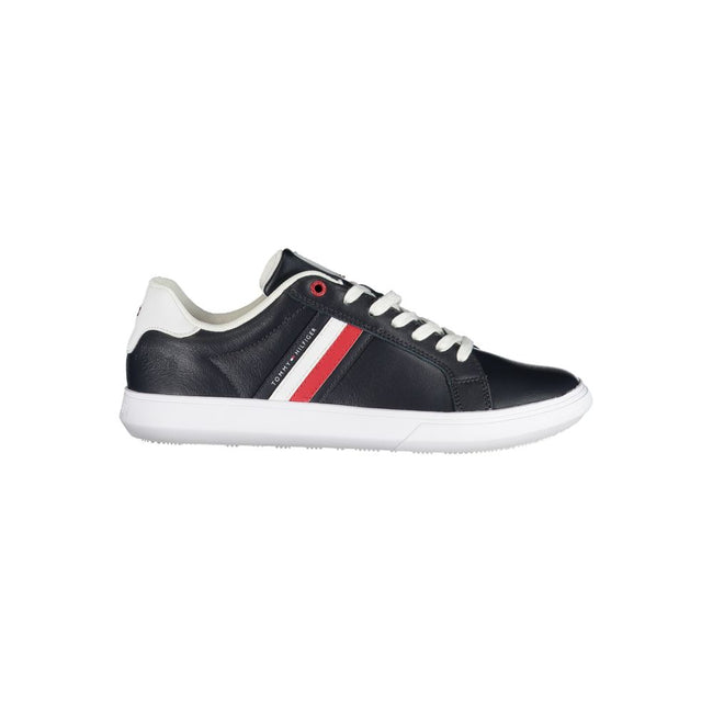 Tommy Hilfiger Sleek Blue Lace-Up Sneakers with Contrast Details Tommy Hilfiger