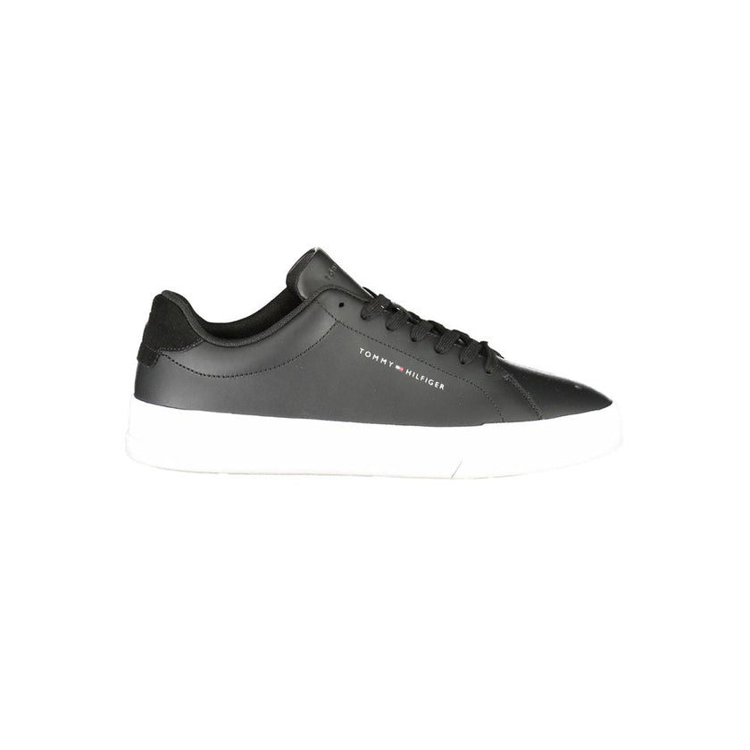 Tommy Hilfiger Black Leather Men Sneaker Tommy Hilfiger