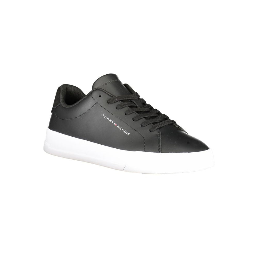 Tommy Hilfiger Black Leather Men Sneaker Tommy Hilfiger