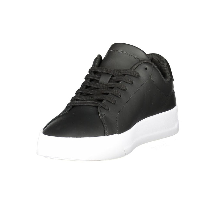 Tommy Hilfiger Black Leather Men Sneaker Tommy Hilfiger