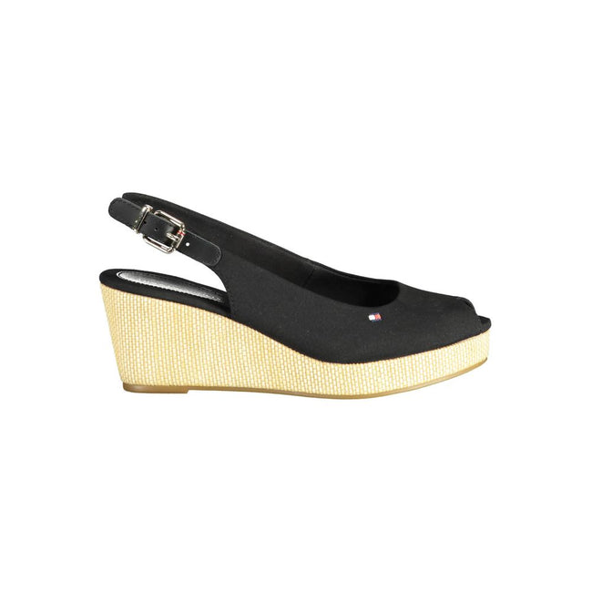 Tommy Hilfiger Black Leather Women Sandal Tommy Hilfiger