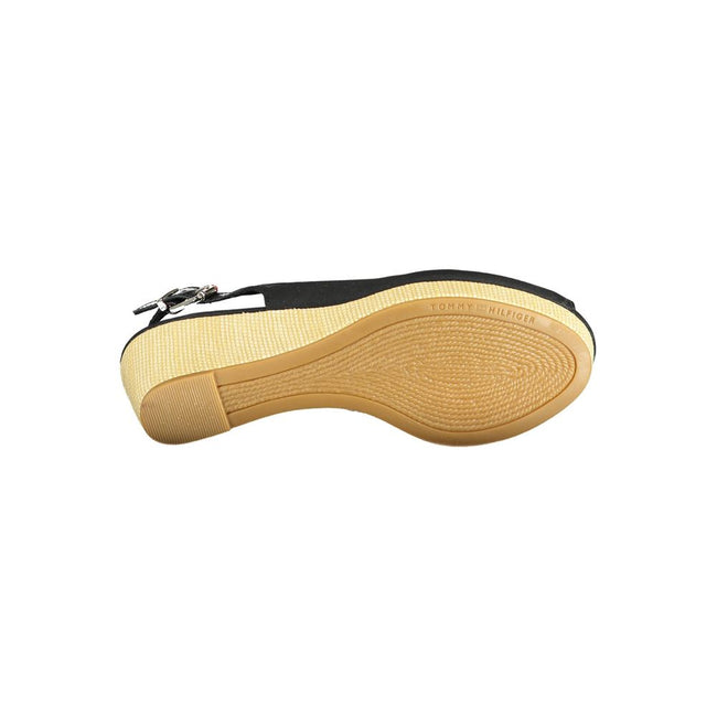 Tommy Hilfiger Black Leather Women Sandal Tommy Hilfiger