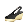 Tommy Hilfiger Black Leather Women Sandal Tommy Hilfiger