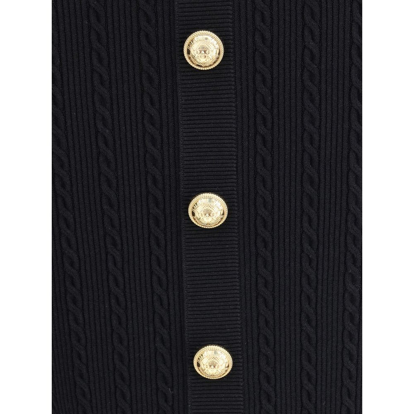 Balmain Gold Viscose Midi Skirt Balmain