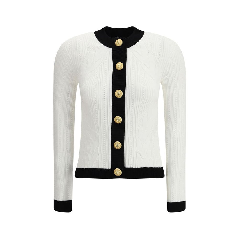 Balmain White Viscose Cardigan Balmain