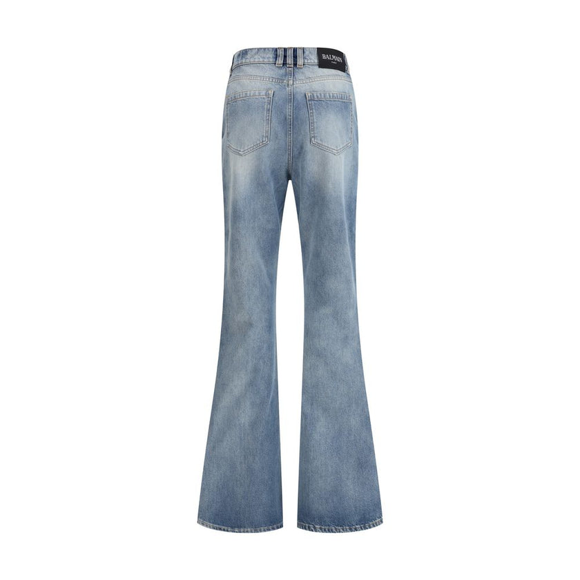 Balmain Blue Cotton Flared Jeans Balmain