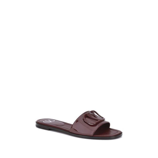 Valentino Garavani Patent leathe VLogo slide Sandals Valentino Garavani