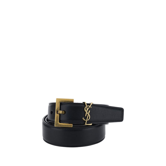 Saint Laurent Black Calf Leather Bos Taurus Regular Belt Saint Laurent