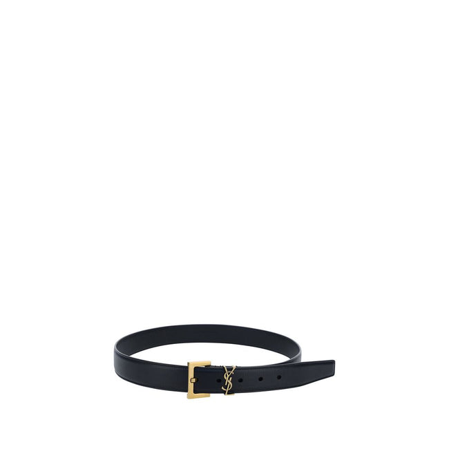 Saint Laurent Black Calf Leather Bos Taurus Regular Belt Saint Laurent