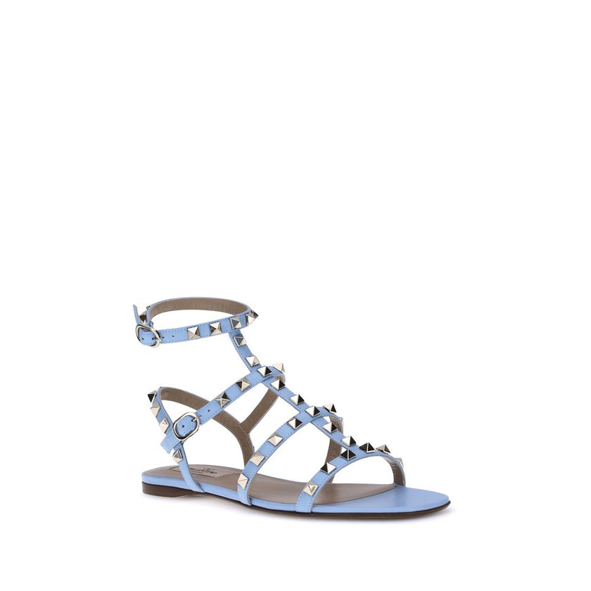 Valentino Garavani Light Blue Calf Leather Bos Taurus Sandals Valentino Garavani