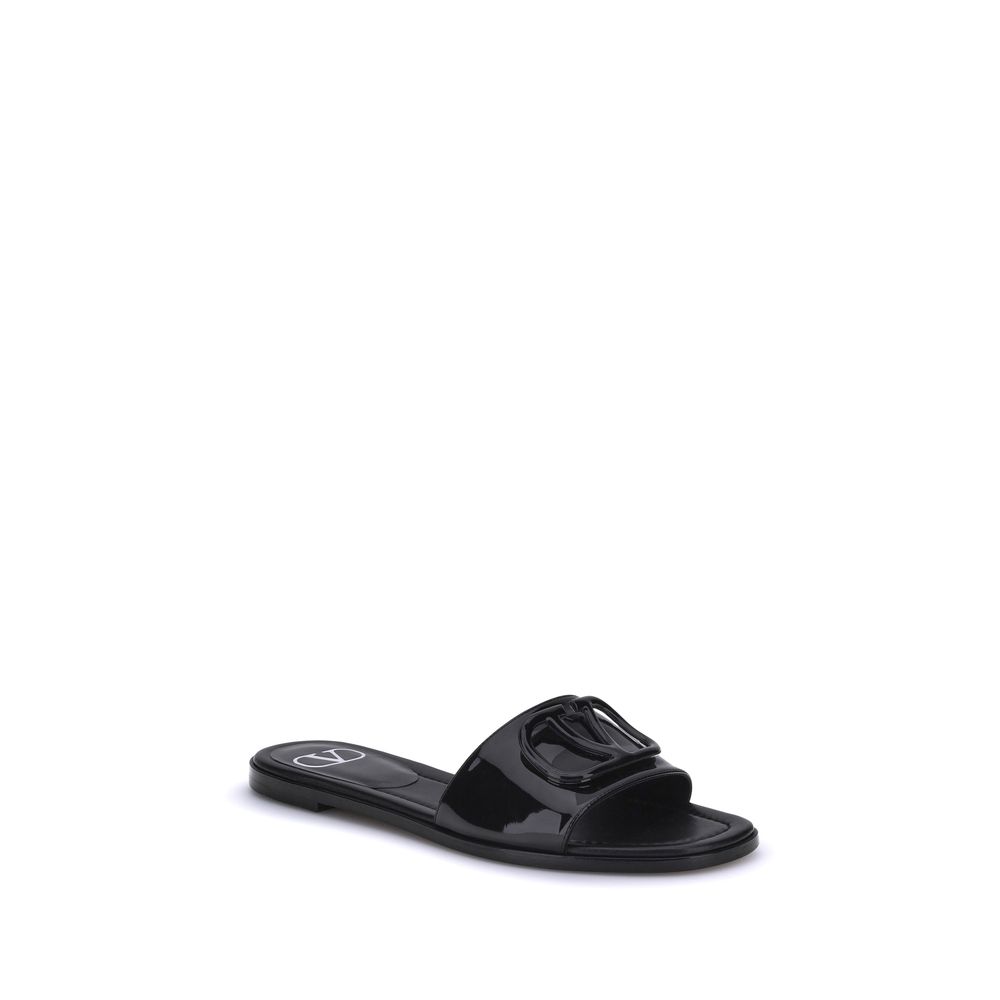 Valentino Garavani Patent leathe VLogo slide Sandals Valentino Garavani