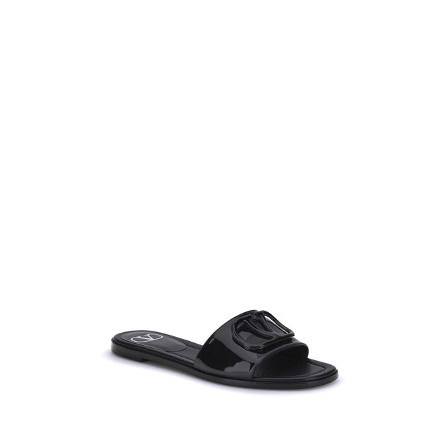 Valentino Garavani Patent leathe VLogo slide Sandals Valentino Garavani