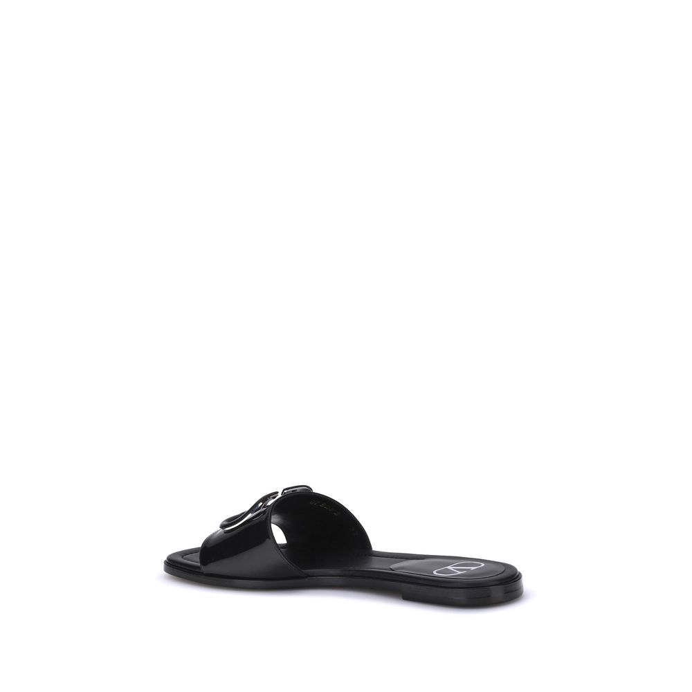 Valentino Garavani Patent leathe VLogo slide Sandals Valentino Garavani