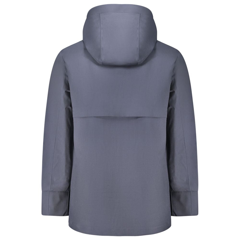 K-WAY Blue Wool Men Trench Coat K-WAY