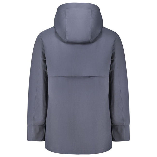 K-WAY Blue Wool Men Trench Coat K-WAY