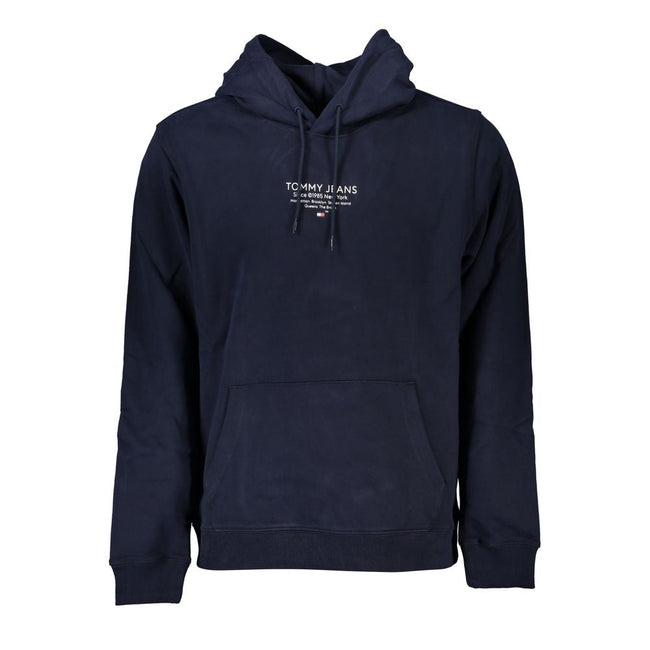 Tommy Hilfiger Blue Cotton Men Sweater with Hood Tommy Hilfiger
