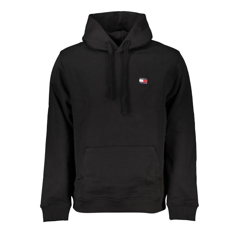 Tommy Hilfiger Black Cotton Men Sweater with Hood Tommy Hilfiger