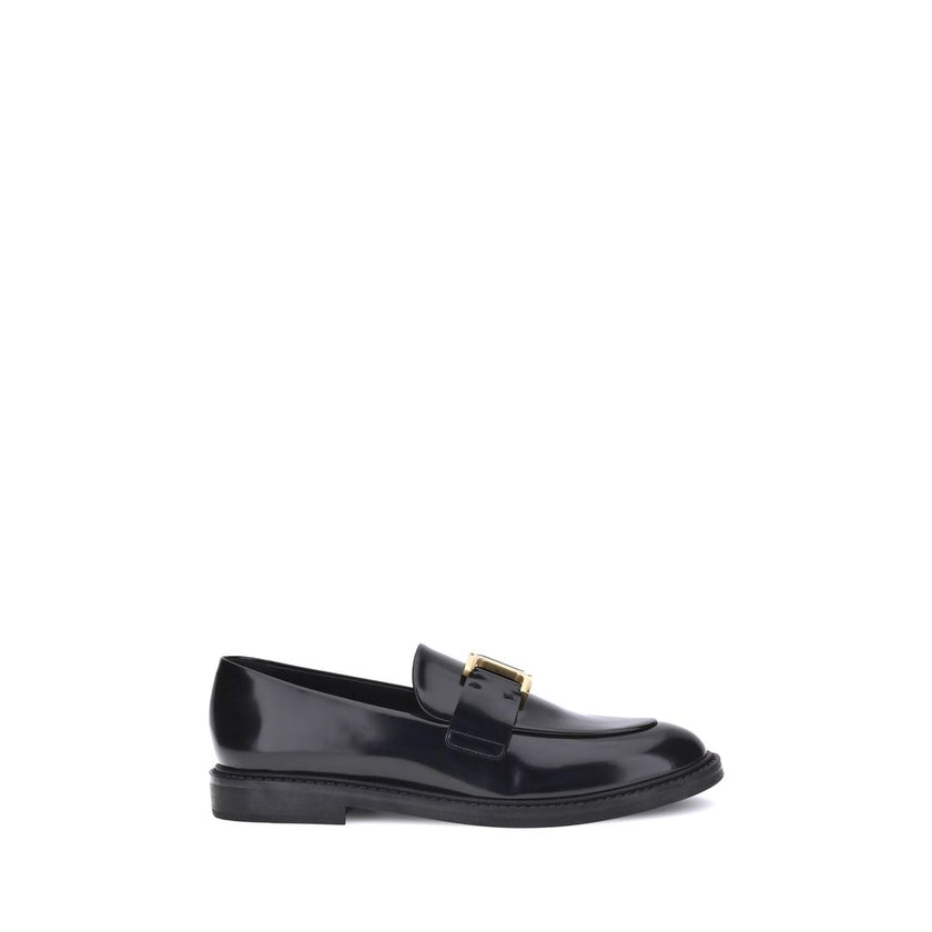 Chloé Black Calf Leather Bos Taurus Slip-On Loafers Chloé