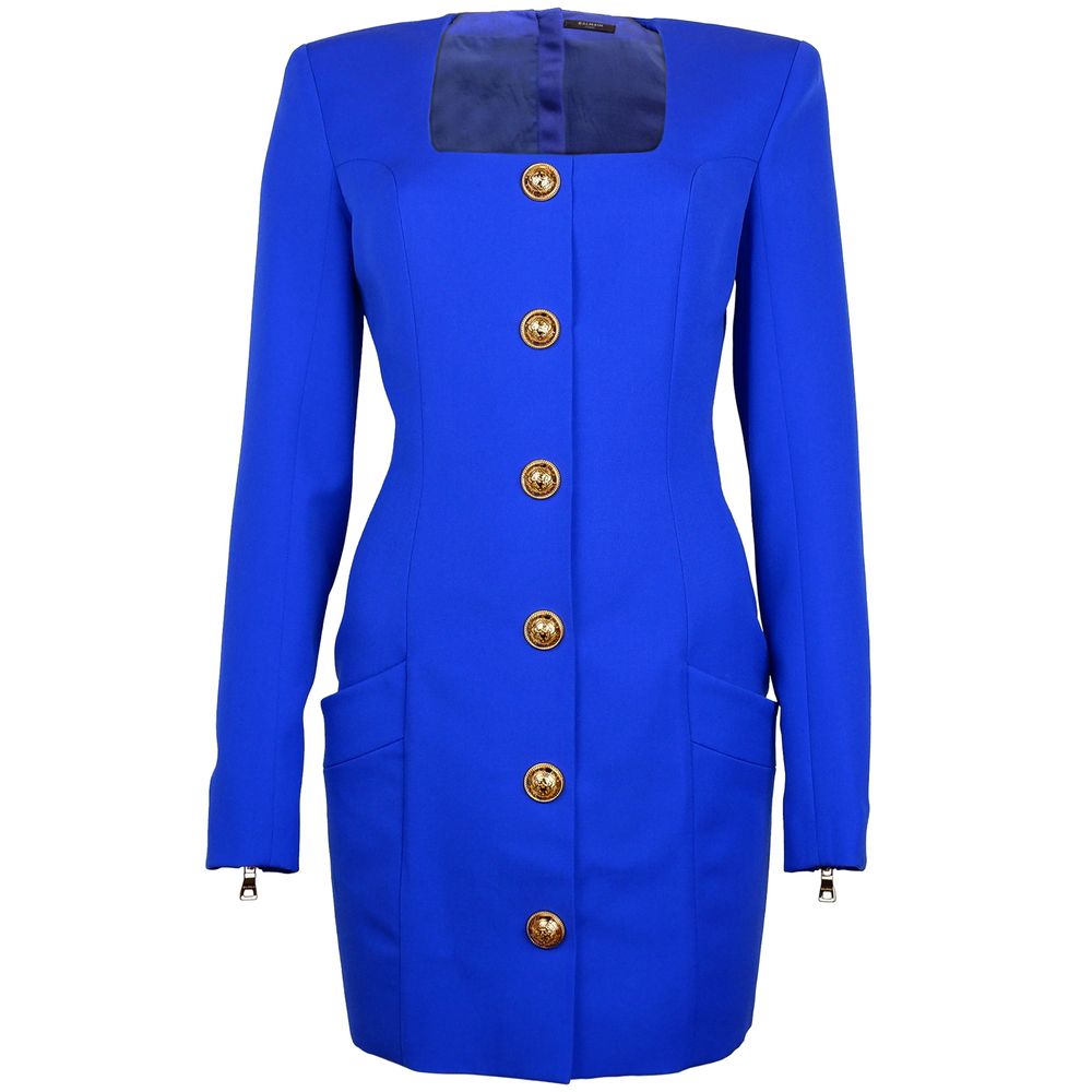 Balmain Blue Wool Dress Balmain