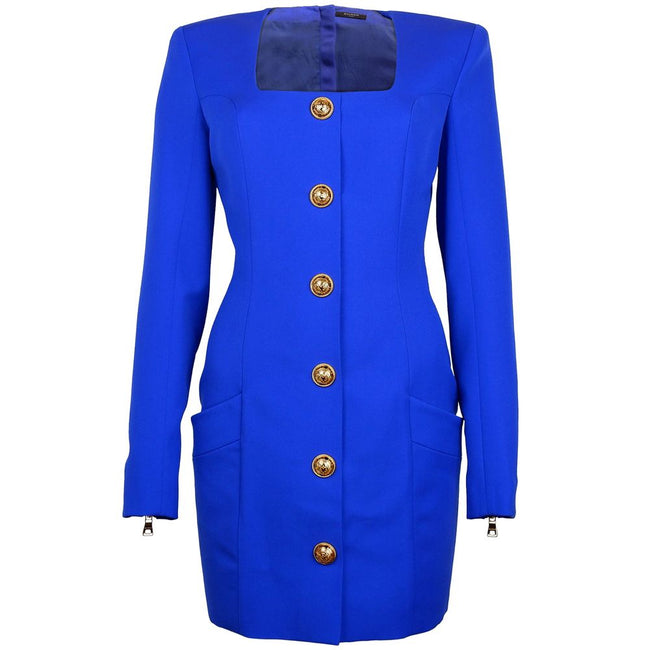 Balmain Blue Wool Dress Balmain