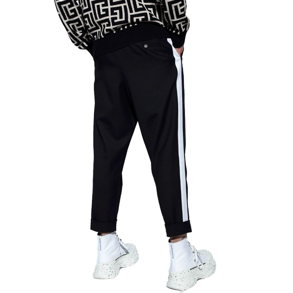 Balmain Black Cotton Men Trousers Balmain