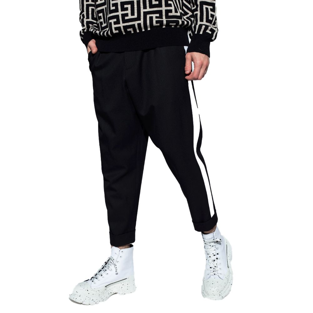Balmain Black Cotton Men Trousers Balmain
