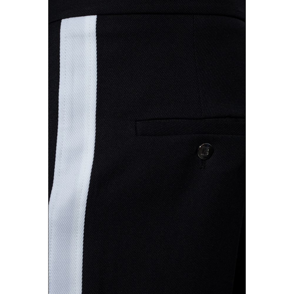 Balmain Black Cotton Men Trousers Balmain