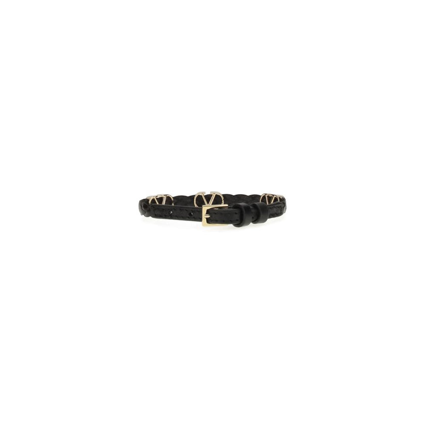 Valentino Garavani Black Calf Leather Bos Taurus Bracelet Valentino Garavani