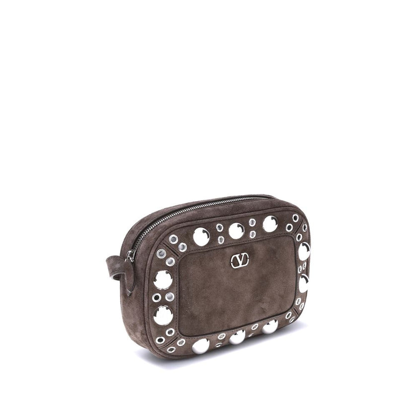 Valentino Garavani Brown Calf Leather Bos Taurus Shoulder Bag Valentino Garavani