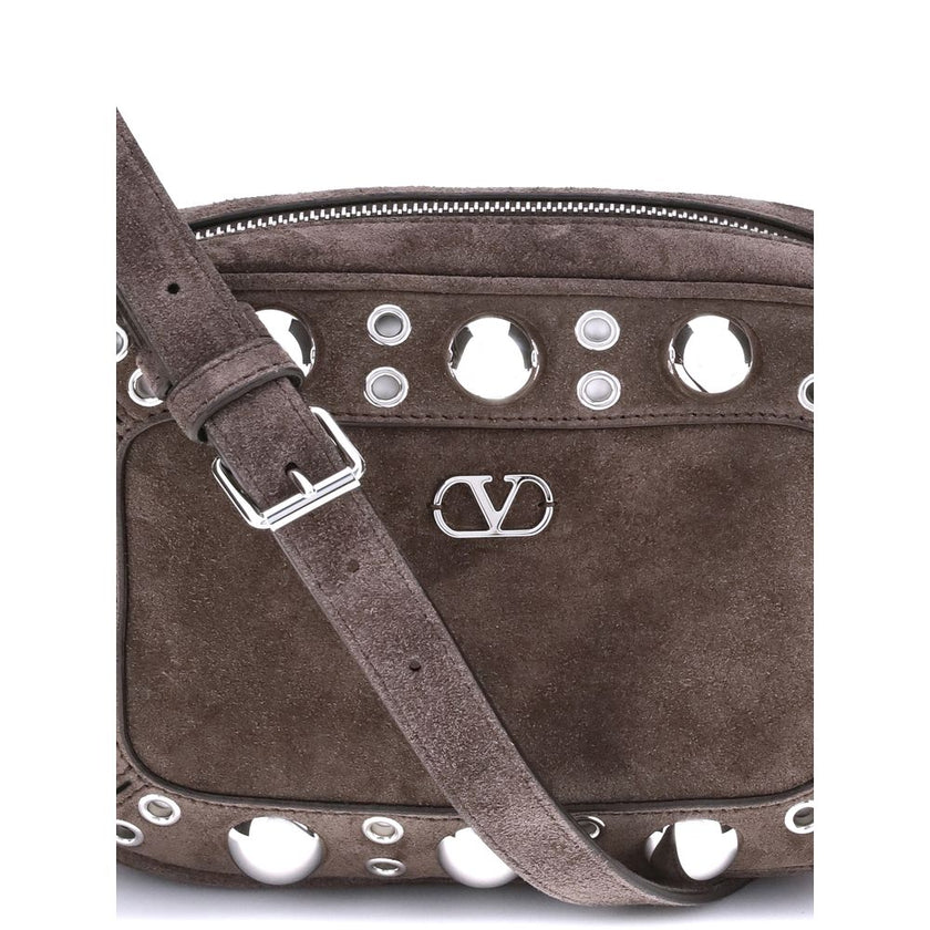 Valentino Garavani Brown Calf Leather Bos Taurus Shoulder Bag Valentino Garavani