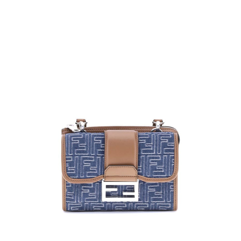 Fendi Blue Cotton Shoulder Bag Fendi