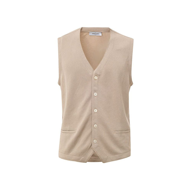 Gran Sasso Beige Cotton Sleveless Jacket Gran Sasso