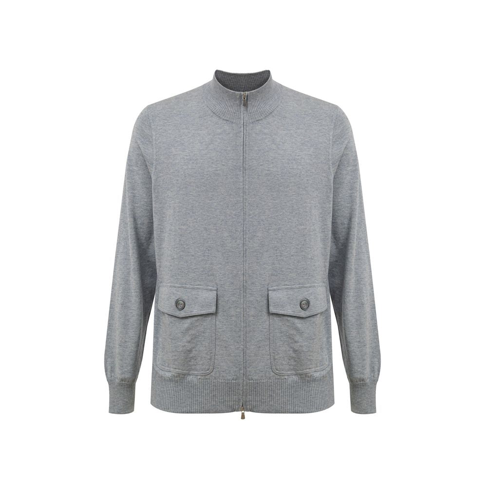 Gran Sasso Gray Cotton Cardigan Gran Sasso