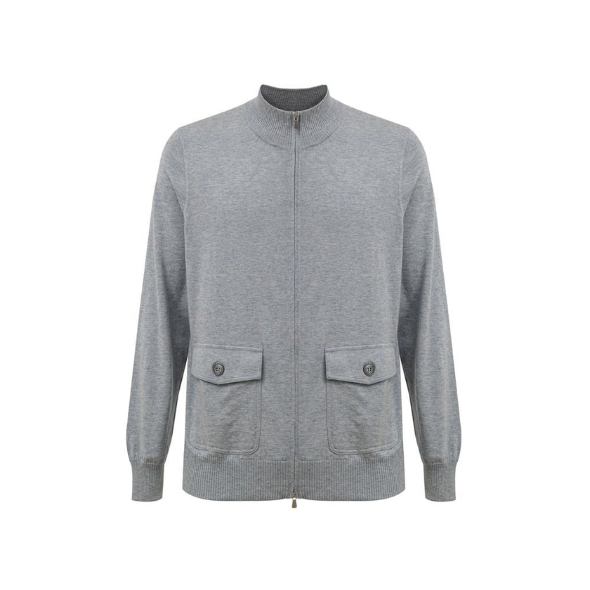 Gran Sasso Gray Cotton Cardigan Gran Sasso