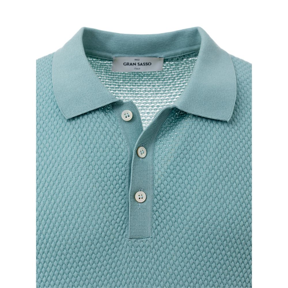 Gran Sasso Blue Cotton Polo Shirt Gran Sasso