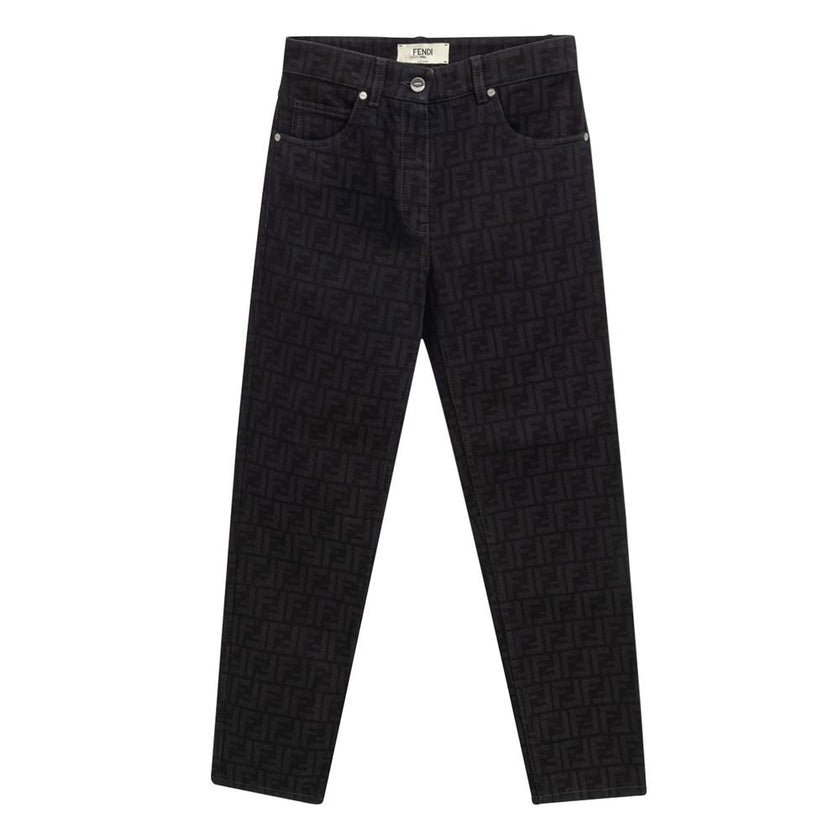 Fendi Black Cotton Slim Fit Jeans Fendi