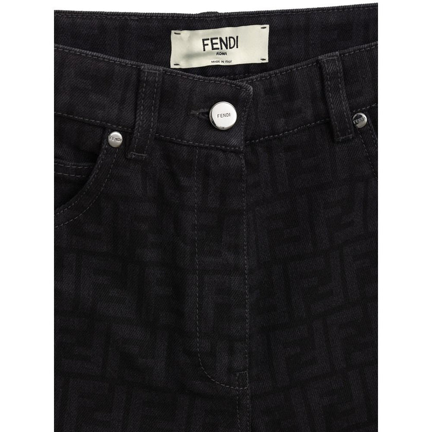 Fendi Black Cotton Slim Fit Jeans Fendi