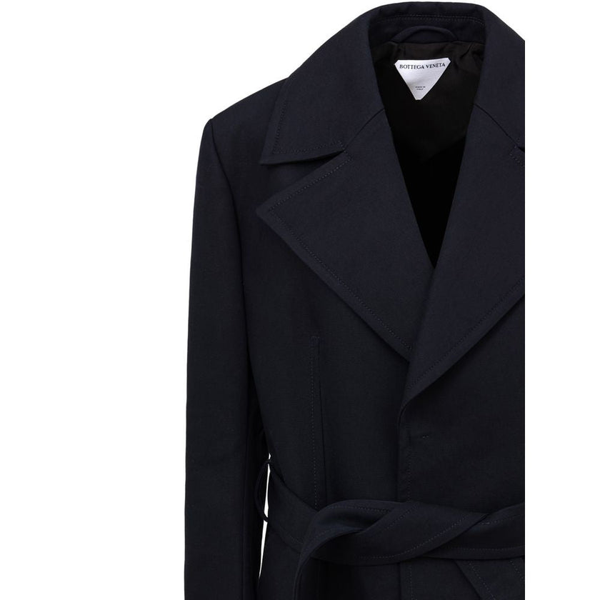 Bottega Veneta Blue Cotton Trench Coat Bottega Veneta
