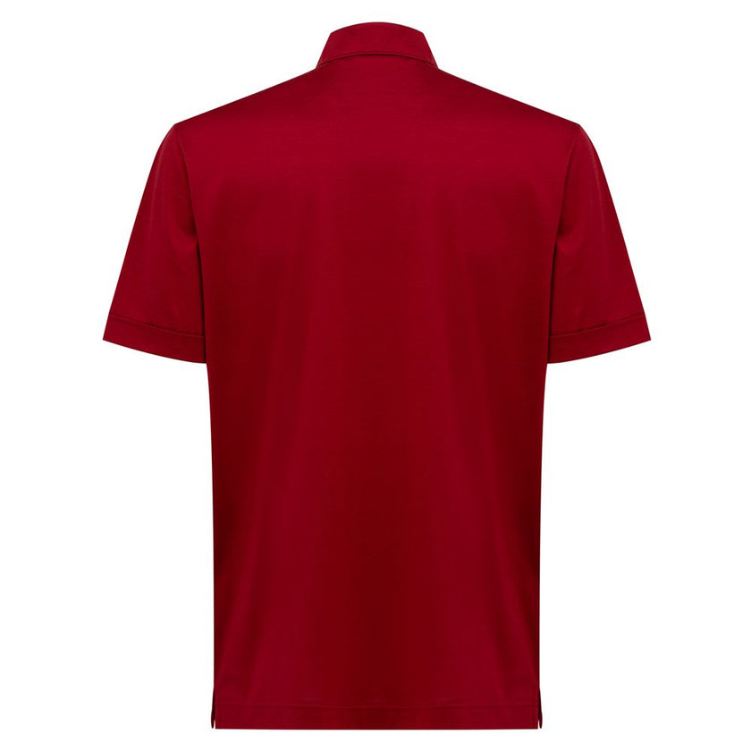 Canali Red Cotton Shortsleeve Shirt Canali