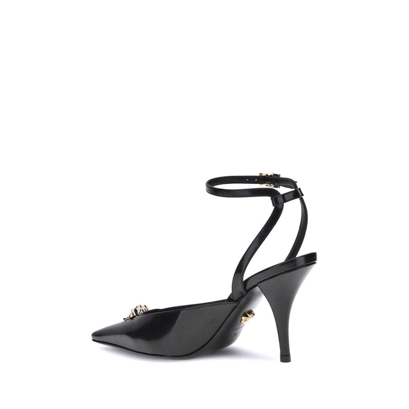 Versace Black Calf Leather Bos Taurus Pumps Versace
